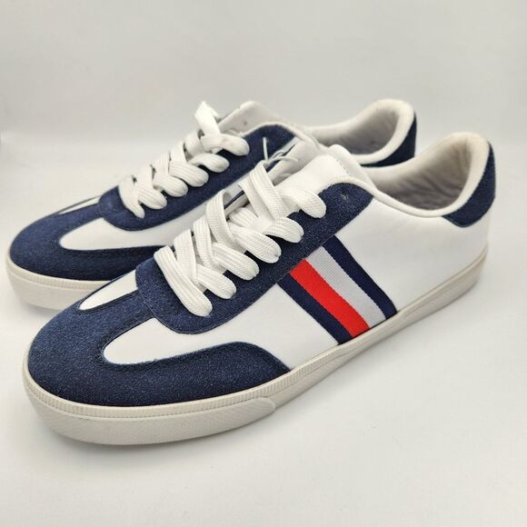 Tommy Hilfiger Latzi Sneaker Shoes White Navy Red Stripe Women's 8.5 NWOT - Picture 1 of 8